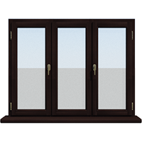 Трехстворчатое деревянное окно из лиственницы Модель 093 Браун